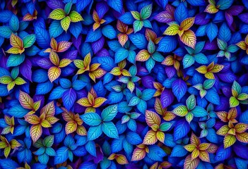 Vivid blue foliage backdrop, abstract nature texture,  fantasy,  surreal