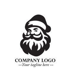 Santa Claus Logo Symbol in Black on White Background for Classic Holiday Branding and Design ArtPlus