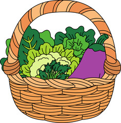 single illustration of a basket of vegetables