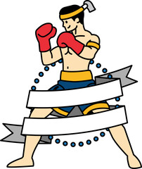 illustration of a male thai boxer