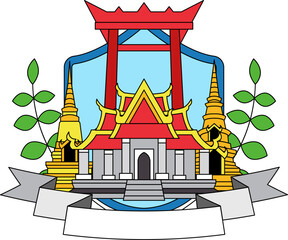 illustration logotype of a thai temple and thai gate