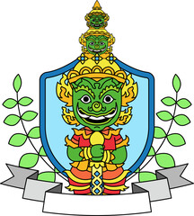 illustration logo of a Thai Royal Grand Palace giant