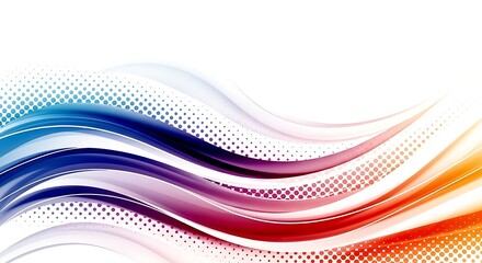 Abstract colorful wavy vector background with halftone effect and gradient