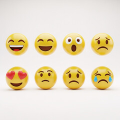 Fototapeta premium Collection of 3D Rendered Emoji Faces