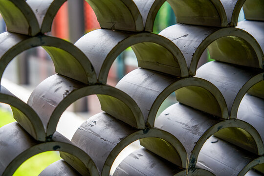 Traditional Chinese design with roof tiles and auspicious cloud patterns