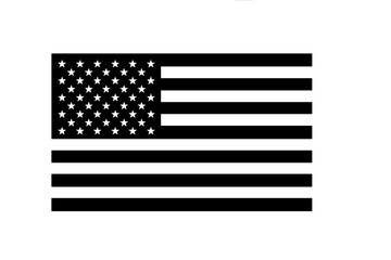 Monochromatic black and white American flag symbol featuring stars and stripes