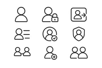 Obraz premium Outline icons for user profile, account management, security, and group settings
