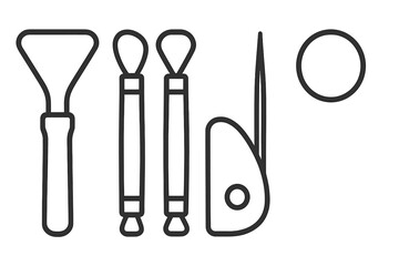 Essential tools set for shaping and detailing clay in pottery and sculpting