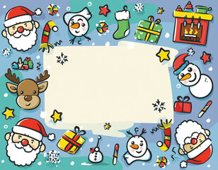 Fototapeta premium Cute and colorful Christmas greeting card for kids