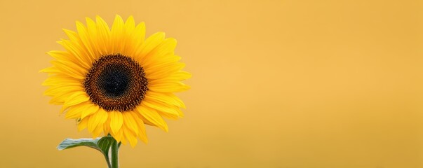 Obraz premium Vibrant sunflower bloom on isolated yellow background