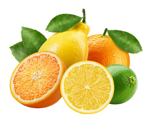 citrus mix, orange, lemon, lime, grapefruit, tangerine, isolated, full depth of field