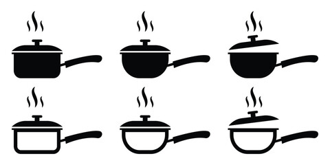 Cooking Pots and Pans Silhouette Icons — Vector Set for Kitchen and Culinary Design