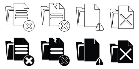 Delete Document Icon — Thin Line Editable Vector Illustration