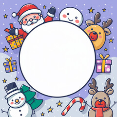 Fototapeta premium Cute and colorful Christmas greeting card for kids