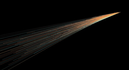 A dynamic abstract illustration featuring a radiant burst of light lines against a dark background, symbolizing speed, data, or futuristic energy.