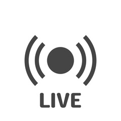 電波を示すライブ配信中のシンプルアイコン