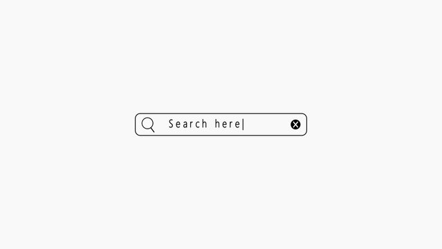 Minimalist Search Bar with Magnifying Glass and Close Icon on White Background search engine internet