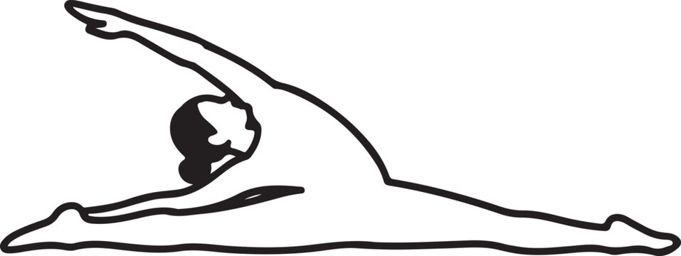 vector illustration of a flexible person performing a dynamic straddle split on the floor