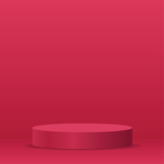 Square Shape Red 3d podium stand for Product Display