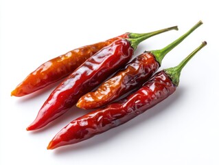 Tasty grilled chili peppers isolated on white background, top view, Spices or side dishes