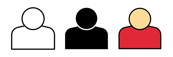 Avatar icon featuring a simple user silhouette with a round head and shoulders. Flat vector illustration, created in outline, filled, and color style.