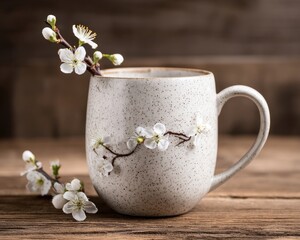 Elegant Spring Blossoms In A Ceramic Cup