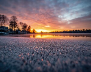 Frozen Lake Sunrise Landscape
