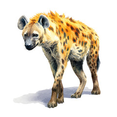 Obraz premium Watercolor isometric vector-style illustration of Hyena, isolated on white background.