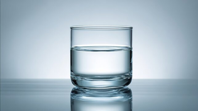 meniscus. Glass of water filled to the brim forming a convex meniscus, studio lighting. STEM education sheets, lab safety posters, designed for STEM education and laboratory safety posters.