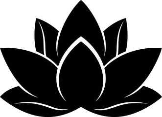 Black lotus flower silhouette icon