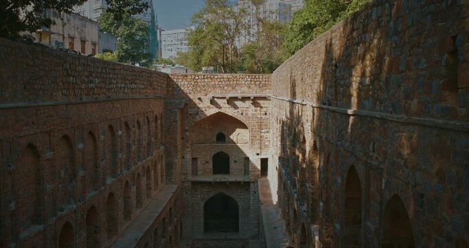 Agrasen Ki Baoli or Ki Baoli in New Delhi. Ancient Ruins Surrounded by Greenery and Modernity