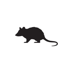 Illustration of silhouette rat animal in black