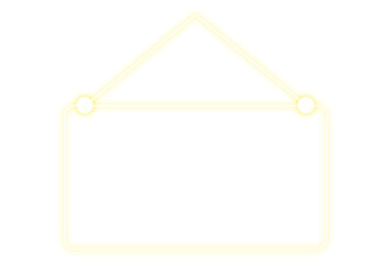 Glowing neon sign frame hanging against a dark background