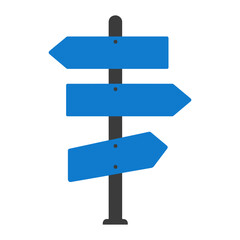 Blank Blue Directional Signpost with Three Arrows Template
