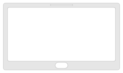Modern digital tablet with a blank black screen on a white background