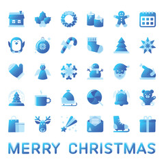 Obraz premium 30 Christmas and Happy New Year Glass Icon Set and 