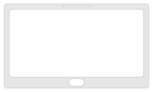 Modern digital tablet with a blank black screen on a white background