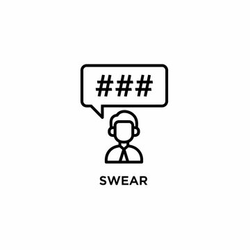 Simple Icon of a Person Swearing with Hashtags in a Speech Bubble, Representing Profanity and Bad Language