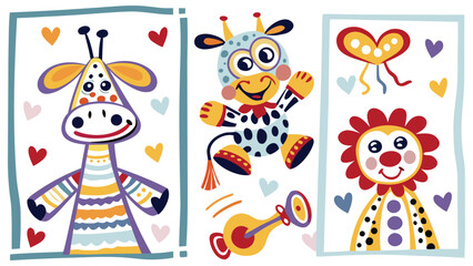 Naklejka premium set of funny cartoon illustration