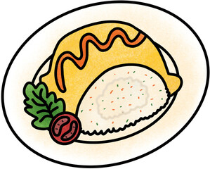 Omelette Rice icon illustration