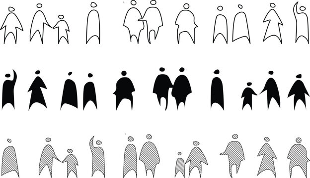 Architectural People Sketch, Hand sketch different styles. Perfect for architectural plans, elevation, infographics, websites, or presentations needing simple, impactful human representations.