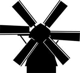 Obraz premium Black silhouette windmill icon