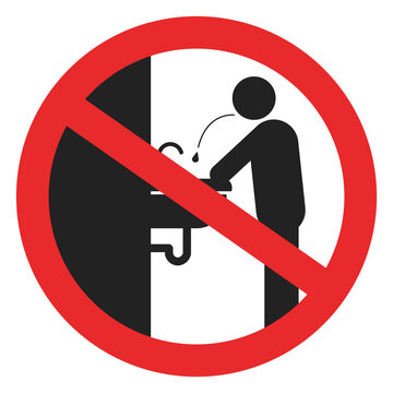 Isolated illustration of a silhouette of a sign prohibiting spitting in a sink. sign prohibiting spitting
