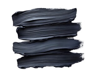Thick, dark gray cosmetic or paint smears stacked horizontally on a white background