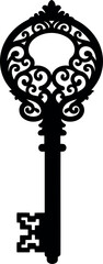 Ornate vintage skeleton key silhouette antique design
