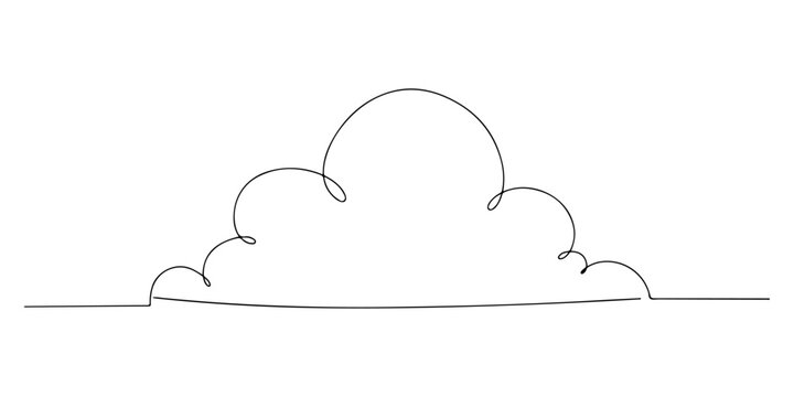 Continuous one line drawing of dream cloud, symbolizing imagination and dreams, line art style vector illustration.