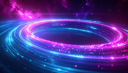 Obraz premium Abstract blue space background with a bright purple glow and spiral pattern illustrating a galaxy