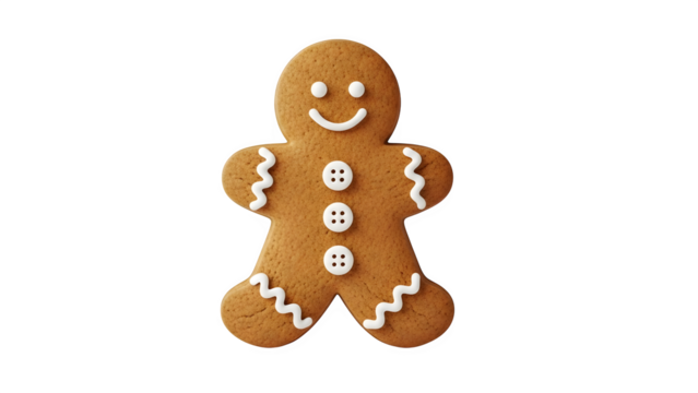 Gingerbread Man Cookie, isolated on transparent background