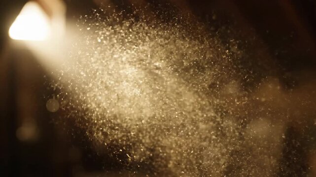 Dust Particles in Light Beam, Atmospheric Effect, Golden Hour