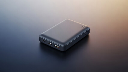 Modern black portable power bank with multiple USB charging ports.